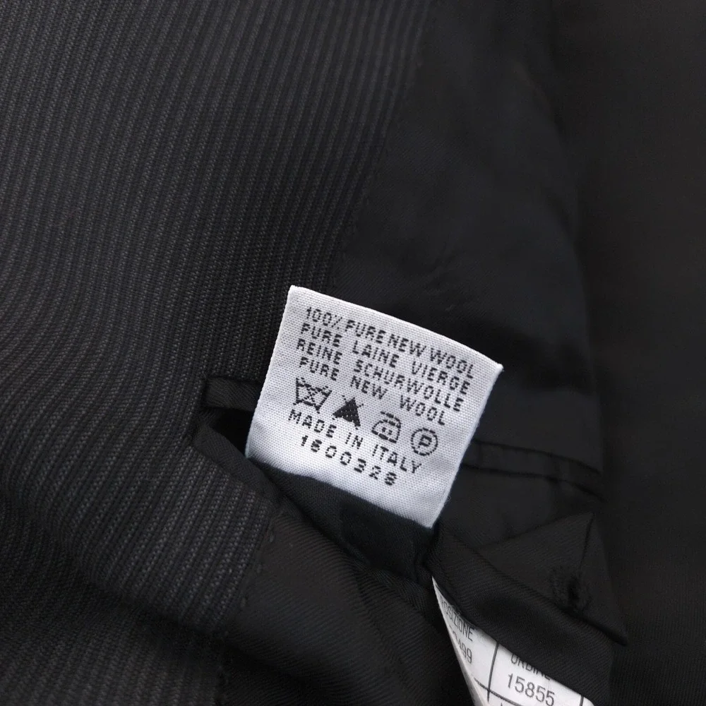 Canali Jacket 46L 56IT Wool Pinstripe Coat Black Button Made In Italy Pravda GUC